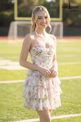 Abby Paris 94239 Floral Strapless Homecoming Dress